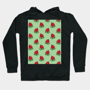 Red vintage roses on green Hoodie